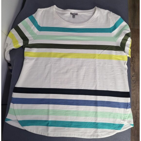 T by Talbots Womens XL UPF 50 Cozy Crush Breezy Stripe Pullover Top Slub Terry - Picture 9 of 9